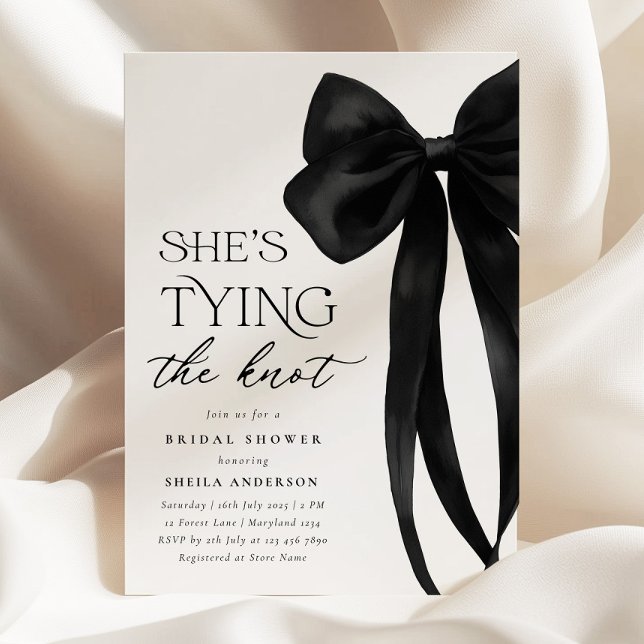 Black Bow She's Tying The Knot Bridal Shower Invitation (Creator Uploaded)