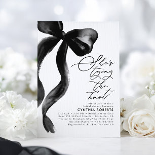 Black Bow She's Tying the Knot Bridal Shower Invitation