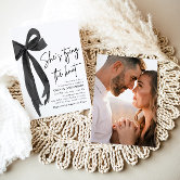 Black Bow She's Tying the Knot Bridal Shower Invitation