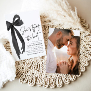 Black Bow She's Tying the Knot Bridal Shower Invitation