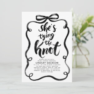 Black Bow She's Tying The Knot Bridal Shower Invitation