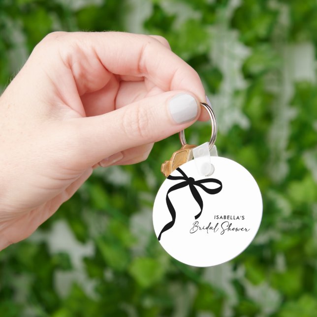 Black Bow She's Tying the Knot Bridal Shower Keychain (Hand)