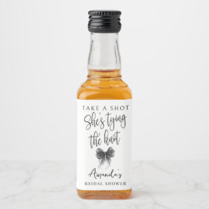 Black Bow Shes Tying the Knot Bridal Shower Liquor Bottle Label