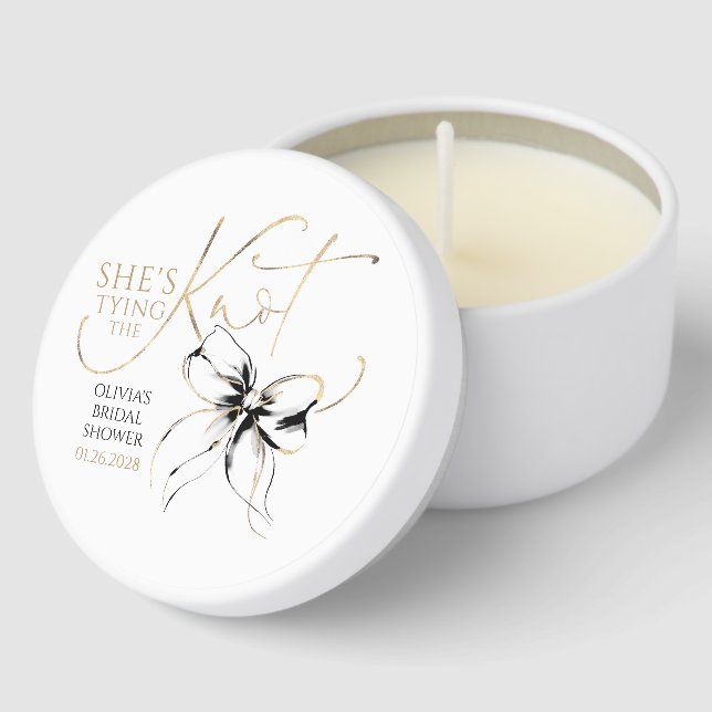 Black Bow She's Tying the Knot Bridal Shower Mini Candle Favors (Corner)