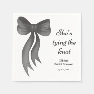 Black Bow She's Tying the Knot Bridal Shower Napkins