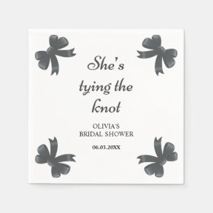 Black Bow She's Tying The Knot Bridal Shower Napkins