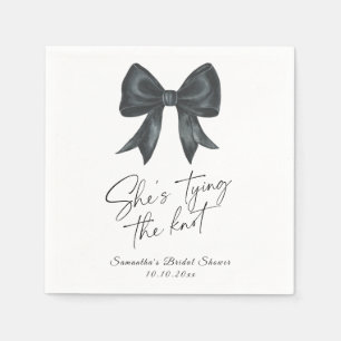Black Bow She's tying the knot Bridal Shower Napkins