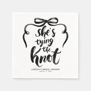 Black Bow She's Tying the Knot Bridal Shower Napkins