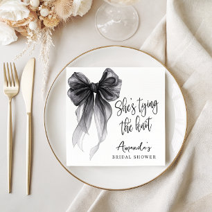 Black Bow Shes Tying The Knot Bridal Shower Napkins