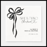 Black Bow She's Tying The Knot Bridal Shower Napkins<br><div class="desc">Every detail matters when crafting an unforgettable bridal shower, and these Black Bow She's Tying The Knot napkins bring a refined elegance to the celebration. Featuring a delicately illustrated black ribbon and sophisticated typography, they set the tone for an event steeped in grace and charm. Whether used for a bridal...</div>