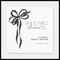 Black Bow She's Tying The Knot Bridal Shower Napkins