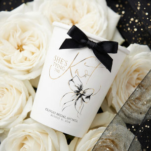 Black Bow She's Tying the Knot Bridal Shower Paper Cups