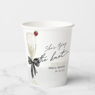 Black Bow She's Tying the Knot Bridal Shower Paper Cups