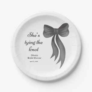 Black Bow She's Tying the Knot Bridal Shower  Paper Plates