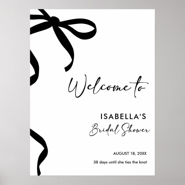 Black Bow She's Tying the Knot Bridal Shower Poster (Front)