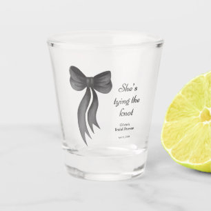 Black Bow She's Tying the Knot Bridal Shower  Shot Glass