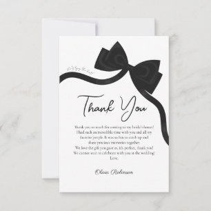 Black Bow She's tying the knot bridal shower  Thank You Card