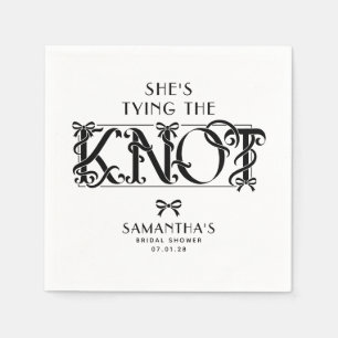 Black Bow She's Tying the Knot Chic Bridal Shower Napkins