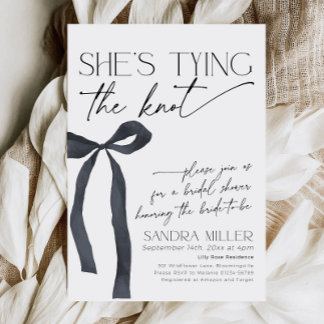 Black Bow She's tying the knot Goth Bridal Shower Invitation