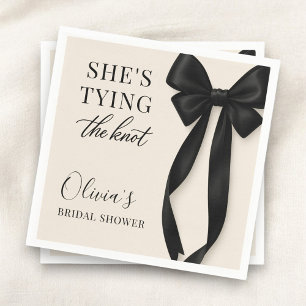 Black Bow She's Tying The Knot Party Napkins