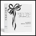 Black Bow She's Tying The Knot Shower Recipe 3 Ring Binder<br><div class="desc">A keepsake as timeless as the celebration itself, this bridal shower recipe binder is the perfect way to preserve cherished family recipes and new favorites alike. Designed with an air of refined elegance, it features a soft watercolor bow in a delicate black—an ode to tradition with a modern, editorial touch....</div>