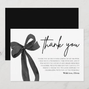 Black Bow She's Tying the Knot Thank You Card