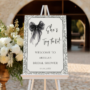 Black Bow She's Tying The Knot Welcome Foam Board
