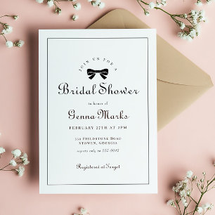 Black Bow Simple Elegant Bridal Shower Invitation