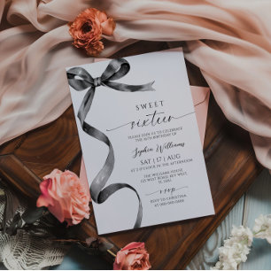 Black Bow Sweet 16 Birthday Invitation