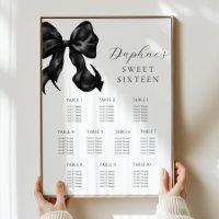 Black Bow Sweet Sixteen Seating Chart Poster