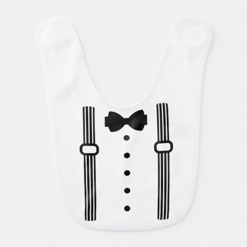 Black Bow Tie and Braces Baby Bib