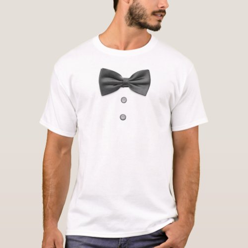 Black bow tie and buttons T_Shirt