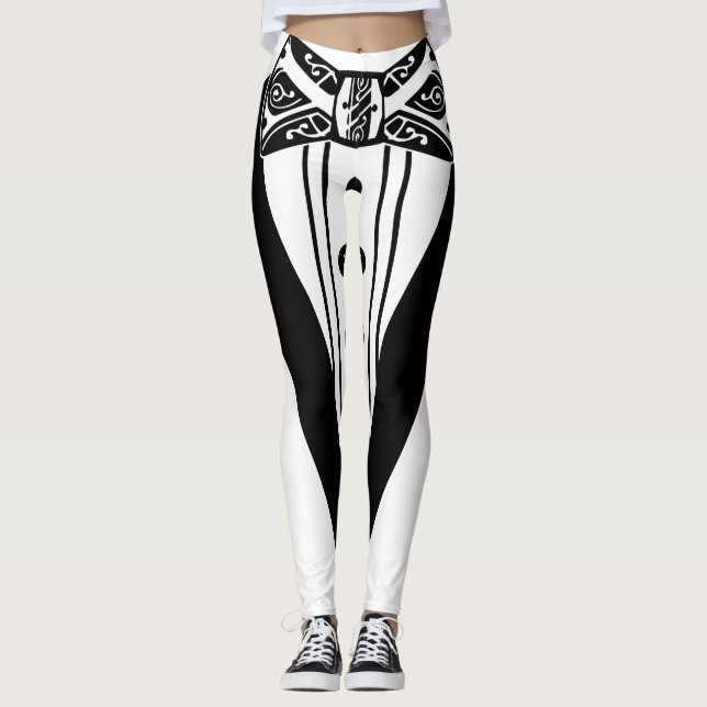 Black Bow Tie And Tux Leggings (Front)