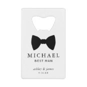 Black Bow Tie Groomsman Personalized Wedding Credit Card Bottle Opener Zazzle Com