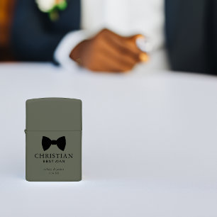 Black Bow Tie Best Man Personalized Wedding Zippo Lighter