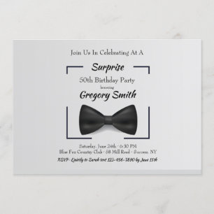Black Bow Tie Birthday Invitation