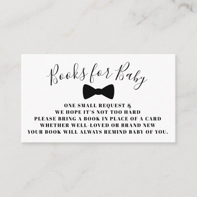 Black Bow Tie Books for Baby Book Request Card (Front)