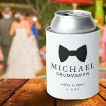 Black Bow Tie Groomsman Personalized Wedding Can Cooler at Zazzle