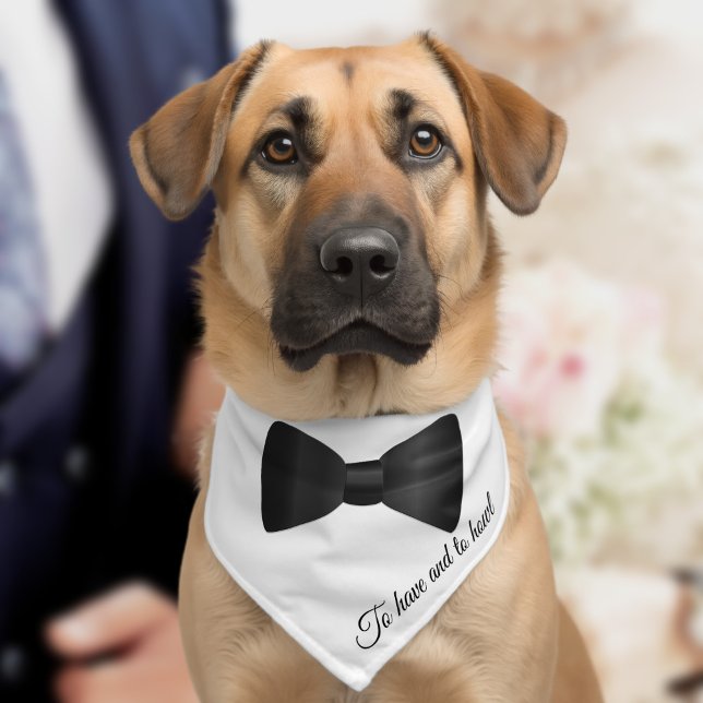 Black Bow Tie Name Pet Bandana Dog Collar (To have and to howl! A fun bow tie pet bandana to attach to your best dog or ring bearer)