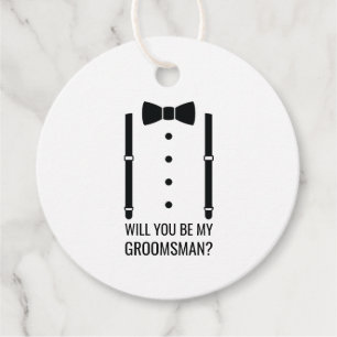 Black Bow Tie Personalized Groomsman Proposal Favor Tags