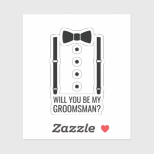 Black Bow Tie Personalized Groomsman Proposal Sticker