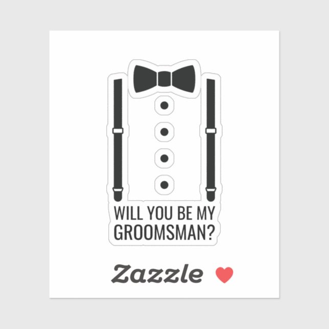 Black Bow Tie Personalized Groomsman Proposal Sticker (Sheet)