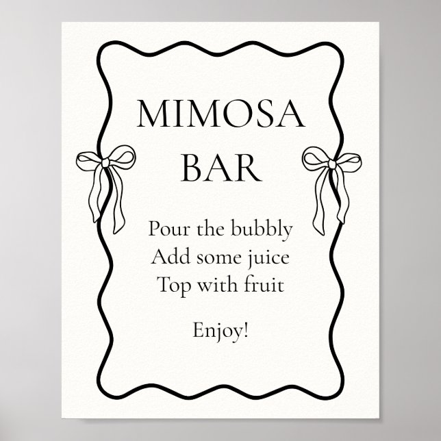 Black Bow Tie the Knot Bridal Shower Mimosa Bar Poster (Front)