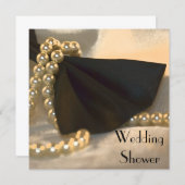 Black Bow Tie White Pearls Couples Wedding Shower Invitation (Front/Back)