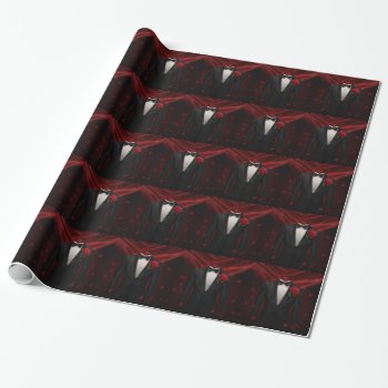 Black Bow Tie With Red Rose Tuxedo Wrapping Paper by GlitterInvitations at Zazzle