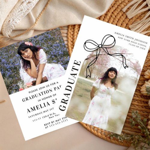 Black bow Trendy Senior 2026 Graduate Announcement