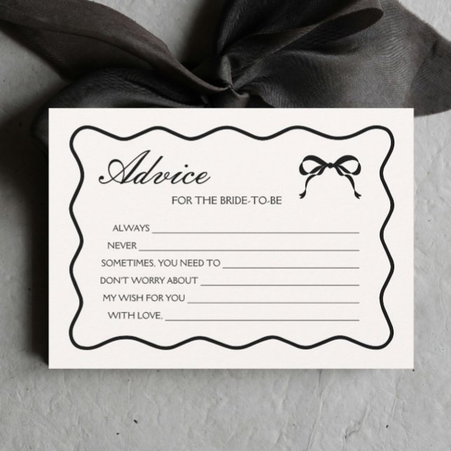 Black Bow Tying the Knot Bridal Shower Advice Card (Creator Uploaded)