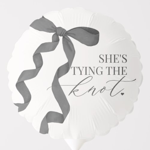 Black Bow Tying the Knot Bridal Shower Decor Balloon