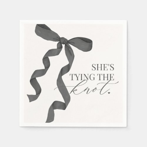 Black Bow Tying the Knot Bridal Shower Decor Napkins