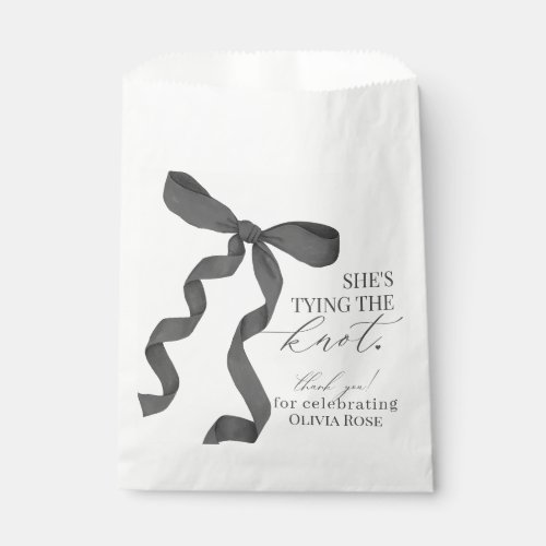 Black Bow Tying the Knot Bridal Shower Dessert  Favor Bag